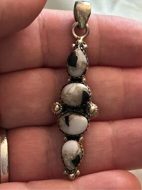 Sterling Silver White Buffalo Large Pendant Necklace
